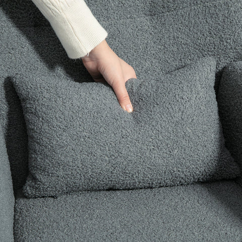 Rootz Rocking Chair - Fluffy Lounge Chair - Non-Slip Recliner - Luxurious Comfort - 67cm x 95cm x 100cm - Grey