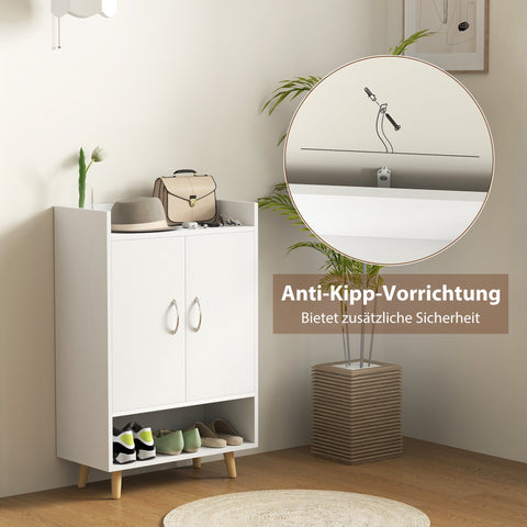 Rootz Shoe Cabinet - Shoe Rack - Shoe Chest - Modern Design, Space-Saving - 60cm x 30cm x 92cm - White