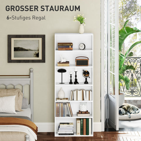 Rootz Bookshelf - Storage Unit - Shelving System - Adjustable Design - Chipboard Material - 60 x 24 x 158.5 cm - White Finish