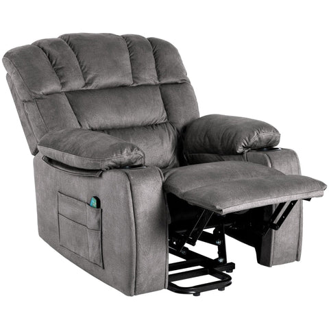 Rootz Massage Chair Velvet Recliner - Electric Adjustable Chair - Heated Recliner - Ultimate Comfort for Elderly - 84cm x 100cm x 105cm