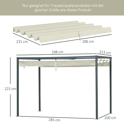 Rootz Replacement Roof for Garden Pavilion - Pergola Roof - UV Protective Cover - Easy Assembly - 286cm x 245cm