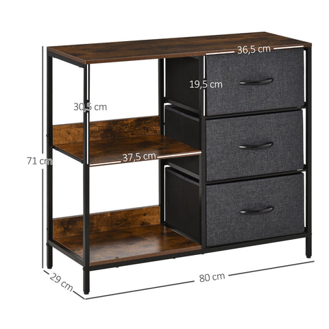 Rootz Chest of Drawers Storage Cabinet - Dresser - Fabric Organizer - Clutter Reduction - 80 x 29 x 71 cm