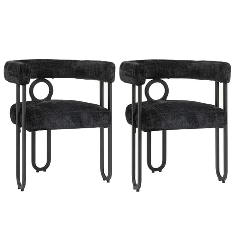 Rootz Set of 2 Chenille Dining Chairs - Modern Seating - Stylish Upholstered - Maximum Comfort - 60L x 47W x 72H cm