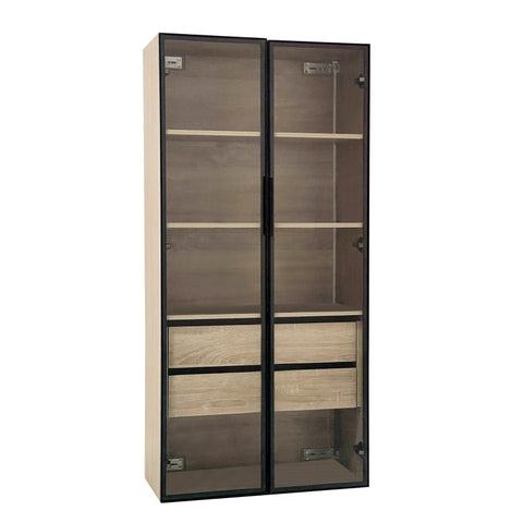 Rootz Bathroom Cabinet - Storage Unit - LED-Lit Cabinet - Modern Design - 74cm x 36cm x 155cm