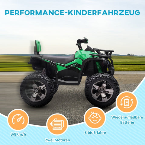 Rootz Electric Children's Quad - Kids Ride-On ATV - Rechargeable - 12V Motors - 3-8 km/h Speed - MP3 Player - Green - 100cm x 65cm x 73cm