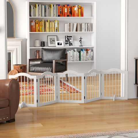 Rootz Dog Barrier - Wooden Pet Gate - Room Divider - Solid Wood and MDF - Adjustable Panels - Space-Saving - 254.5cm x 29.5cm x 61cm