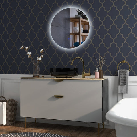 Rootz Round LED Bathroom Mirror - Wall Mirror - Backlit Mirror - Adjustable Brightness - Anti-Fog - Touch Switch - 70cm x 70cm x 3.5cm