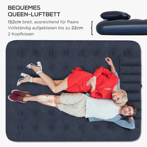 Rootz Air Mattress for 2 People - Inflatable Bed - Camping Mattress - Optimal Body Support - Quick Inflation - Durable Non-Slip Surface - 203cm x 152cm x 22cm