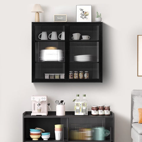 Rootz Modern Wall Cabinet - Storage Cupboard - Display Shelf - Stylish Tempered Glass - 70cm x 23cm x 60cm