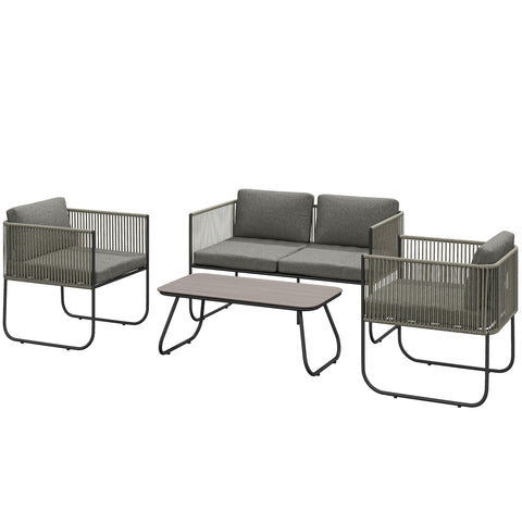 Rootz Poly Rattan Garden Sofa Set - Outdoor Lounge Set - Patio Furniture - Weatherproof - 116 x 60 x 69 cm - Brown/ Grey