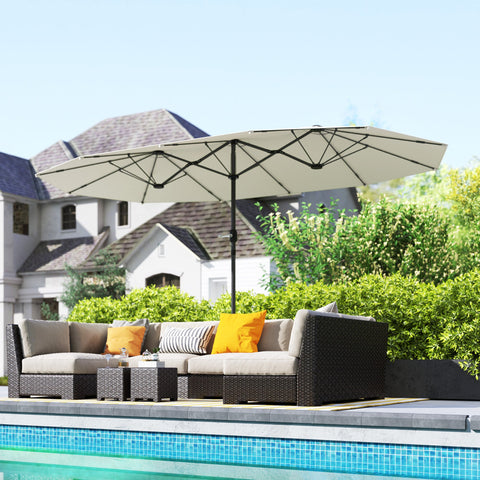 Rootz Double Sunshield Parasol - UV Protection - Steel Parasol - Crank Operated - 436cm x 260cm x 240cm