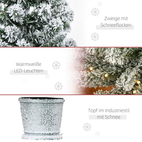 Rootz Compact Christmas Tree - Festive Tree - Holiday Tree - Integrated Lights - Snow Effect - 90cm High, Ø40cm