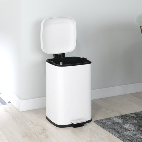 Rootz 20L Kitchen Waste Bucket - Trash Bin - Garbage Can - Quiet Lid & Pedal - 28L x 35B x 45H cm - Fingerprint Resistant