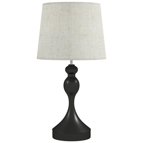 Rootz LED Table Lamp - Bedside Lamp - Modern Nightstand Light - USB A+C Charging - 3 Color Temperatures - 28x54cm - Black & White- Decluttered Charging