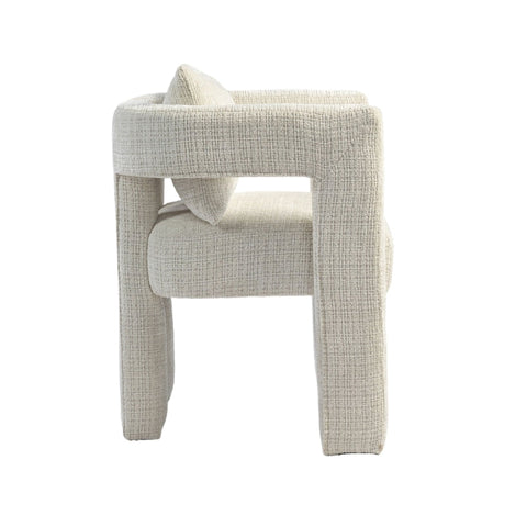 Rootz Beige Chenille Lounge Chair - Single Seat - Hollow Armrests - Ergonomic Design - 60L x 44W x 65H cm