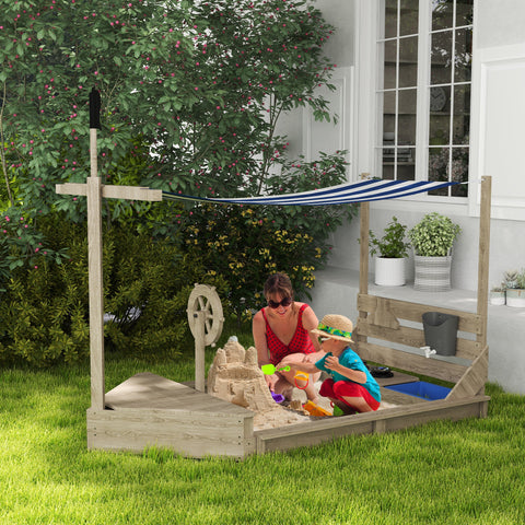 Rootz Pirate Ship Sandpit - Children's Play Set - Wooden Sandbox - Imaginative Fun - 180x103x144.5cm