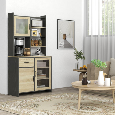 Rootz High Kitchen Cabinet Buffet - Pantry Cupboard - Storage Shelf - Extra Storage - 90.3cm x 39.3cm x 177.2cm