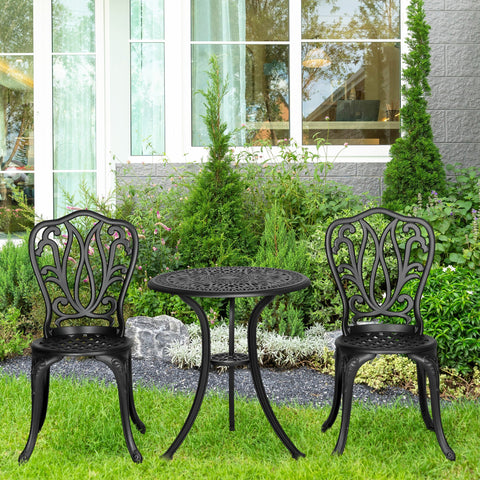 Rootz Garden Furniture Set - 2 Seats - Outdoor Chairs - Cast Aluminum - Retro Style - 44x49x88cm Chair, Ø60x66cm Table