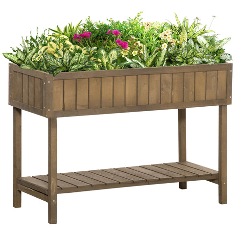 Rootz Raised Bed Planter - Gardening Box - Spruce Wood Planter - 8 Compartments and Irrigation - 110L x 46W x 76H cm