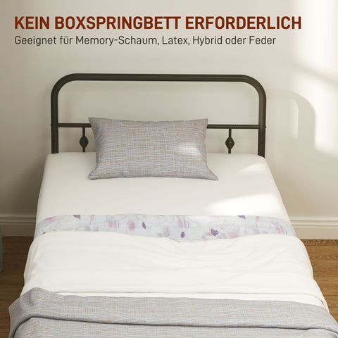 Rootz Metal Single Bed Frame - Black Bedstead - Quiet Frame - Easy Assembly - 206.9cm x 91.8cm x 82.5cm - 32cm Storage Space