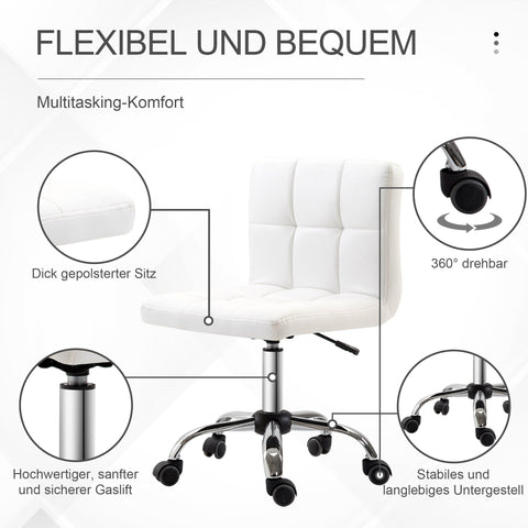 Rootz Office Chair - Swivel Chair - Ergonomic Seating - Mobility and Comfort - 46b x 51t x 80-92h cm - White Synthetic Leather