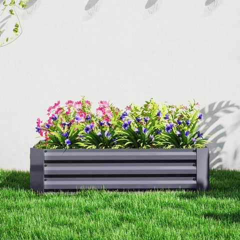 Rootz Galvanized Steel Raised Bed - Planting Box - Flower Box - Rust Protection - 120 x 90 x 30 cm Grey