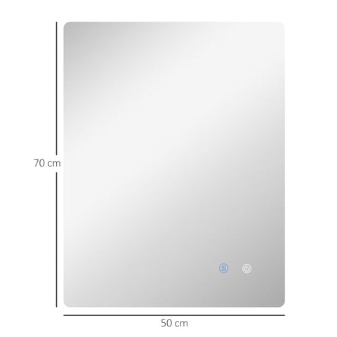 Rootz LED Bathroom Vanity Mirror - Wall Mounted Makeup Mirror - Illuminated Mirror - Anti-Fog - Touch Switch - 70cm x 50cm x 3cm