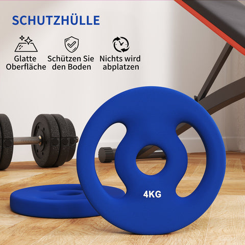 Rootz 2 x 4kg Weight Plates - Dumbbell Weights - Training Discs - Practical Handles - Ø18 x 3H cm - Durable & Plastic Covered