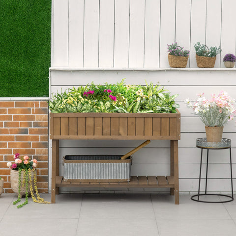Rootz Raised Bed Planter - Gardening Box - Spruce Wood Planter - 8 Compartments and Irrigation - 110L x 46W x 76H cm