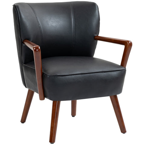 Rootz Accent Chair - Decorative Armchair - Lounge Chair - Faux Leather - 67cm x 77cm x 80cm - Easy Assembly - Rubberwood Frame
