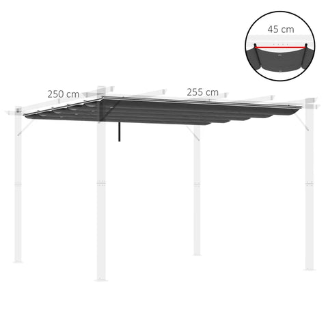Rootz Replacement Tarpaulin - Gazebos - With Water Drainage Holes - Retractable Pergola Shade Cover - Dark Gray - 2.50 x 2.55 m