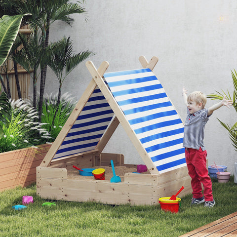 Rootz Sand Box for Children - Sandpit - Play Area - Weatherproof Tent Roof - Withstand Daily Use - 120 x 120 x 126.5 cm