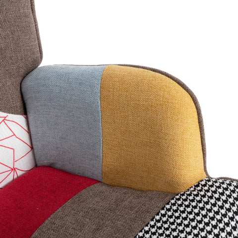 Rootz Patchwork Rocking Chair - Rocker - Glider - Long-lasting Comfort - 69.5L x 50W x 88.5H cm