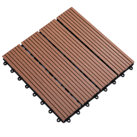 Rootz 11 Piece Set Garden Tiles - Pool Tiles - Outdoor Tiles - Non-Slip & Weatherproof - HDPE - 30cm x 30cm x 2.2cm
