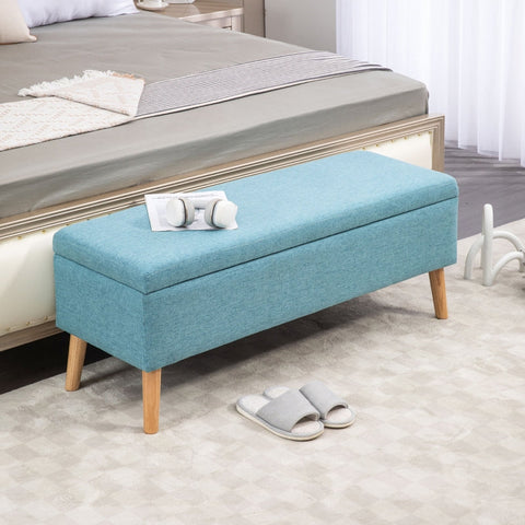 Rootz Upholstered Bench - Bed Bench - Storage Bench - Breathable Fabric - Wooden Legs - 110cm x 39cm x 45cm