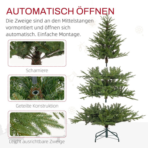 Rootz Christmas Tree - Artificial Pine Tree - Lifelike Branches - Easy Assembly - Flame-Resistant - Metal Base - Green - Ø95 x 150H cm