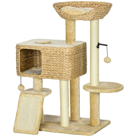 Rootz Cat Scratching Post - Cat Tree - Feline Playground - Sisal Rope Columns - Cozy Relaxation Spots - Stable Construction - 60cm x 40cm x 98cm