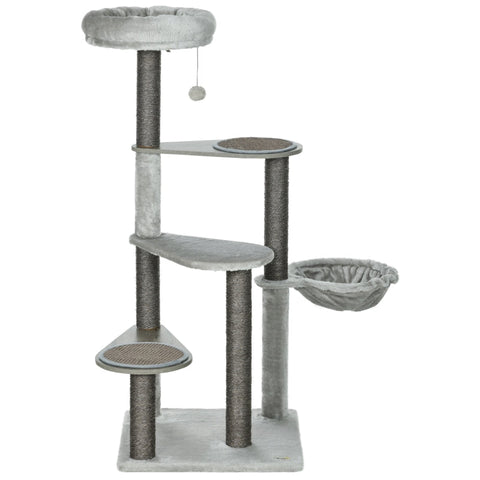 Rootz 4 Tier Cat Scratching Post - Cat Bed Hammock - Cat Activity Center - Sisal Scratching Posts - 48cm x 48cm x 118.5cm