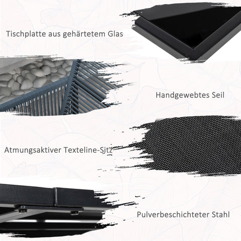 Rootz 5-Part Garden Furniture Set - Garden Seat Group - Outdoor Dining Group - Weather-Resistant - 120cm x 120cm x 72cm - 4 Chairs & Table