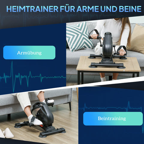 Rootz Mini Training Bike - Foot Pedal Trainer - Arm & Leg Exerciser - 8 Resistance Levels - LCD - 58x48x37cm - Compact, Noiseless Fitness Solution