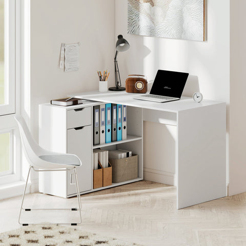 Rootz Flexible Desk - Home Office Desk - Convertible Table - Multi-Storage - 120cm x 96cm x 75cm
