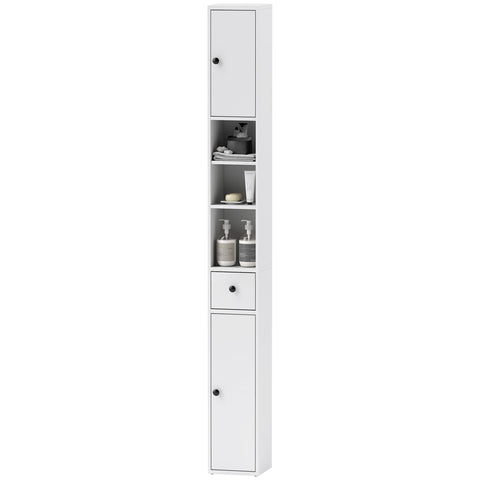 Rootz High Slim Bathroom Cabinet - Storage Organizer - Space Saver - Maximizes Space - 20cm x 20cm x 178cm, White