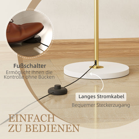 Rootz Floor Lamp - Standing Light - Adjustable Lighting - Dimmable Foot Switch - Metal & Acrylic - 4000K - Gold - 40L x 157.5H cm