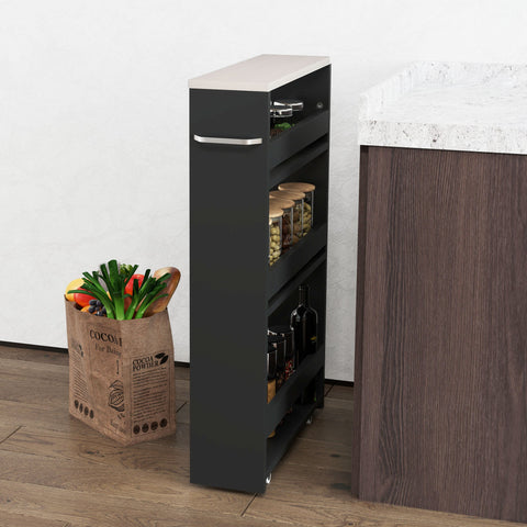 Rootz Car - 3 Level Storage Shelf - Rolling Cart - Easy Mobility - 48cm x 15cm x 80cm