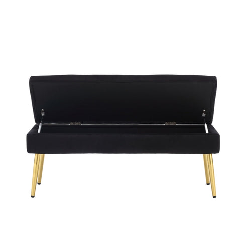 Rootz Modern Storage Bench - Upholstered Velvet Seat - Minimalist Furniture - Ample Storage Space - 111cm x 35cm x 44.5cm