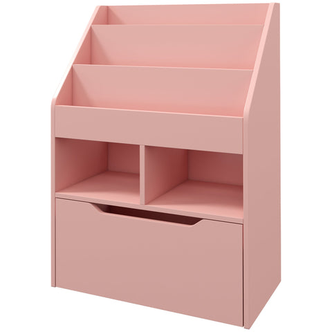 Rootz Bookcase with Shelves - Storage Cabinet - Wooden Drawers - Versatile Design - 60L x 29.9W x 90H cm - Pink