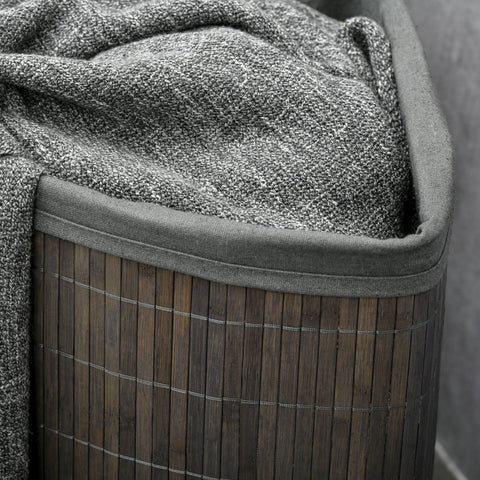 Rootz 55L Laundry Basket - Laundry Sorter - Clothes Hampers - Removable Bag - 38x38x57cm - Bamboo Frame, Grey