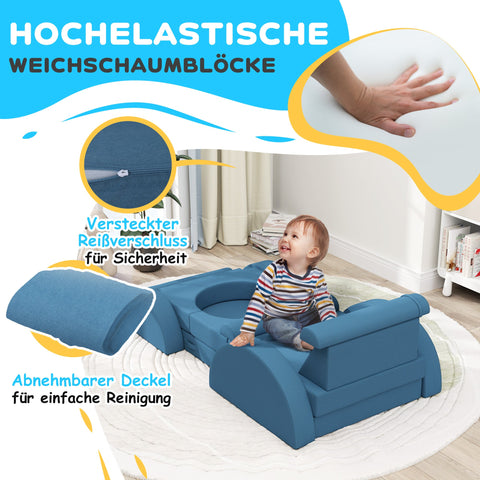 Rootz Soft Building Blocks Set - Play Sofa - Kids' Furniture - Promotes Motor Skills - 140L x 102W x 46H cm