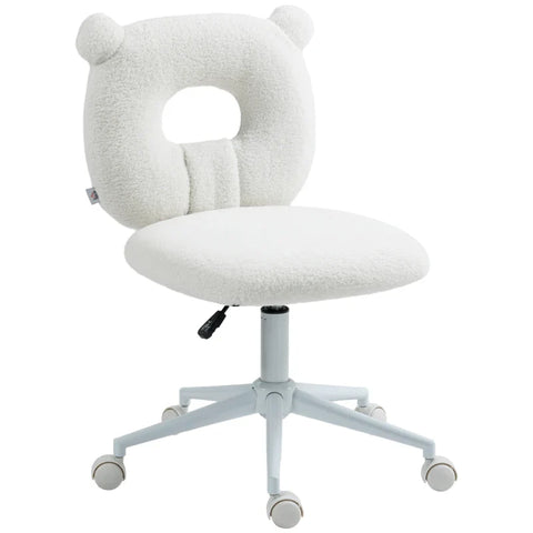 Rootz Office Chair - Desk Chair - Height Adjustable - Teddy Fur - Teddy Fleece - 100% Polyester - Steel - White - 50 Cm X 56 Cm X 90 Cm