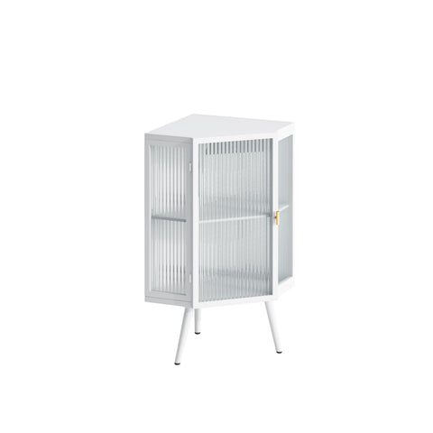 Rootz Corner Cabinet with Glass Door - Adjustable Shelf - Modern Design - Space-Saving - 56.5 × 42.5 × 80 cm